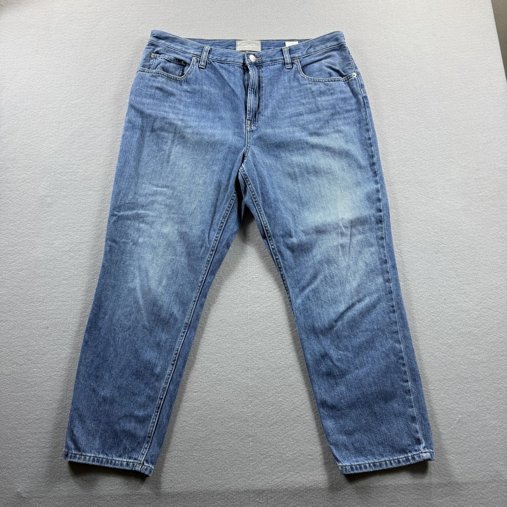 Everlane Super Soft Relaxed Straight‎ Jeans Womens 33 Blue Med Wash Denim 36x26